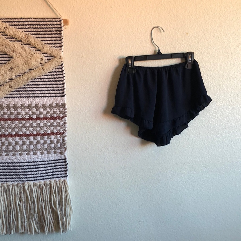 Brandy Melville navy blue ruffle shorts